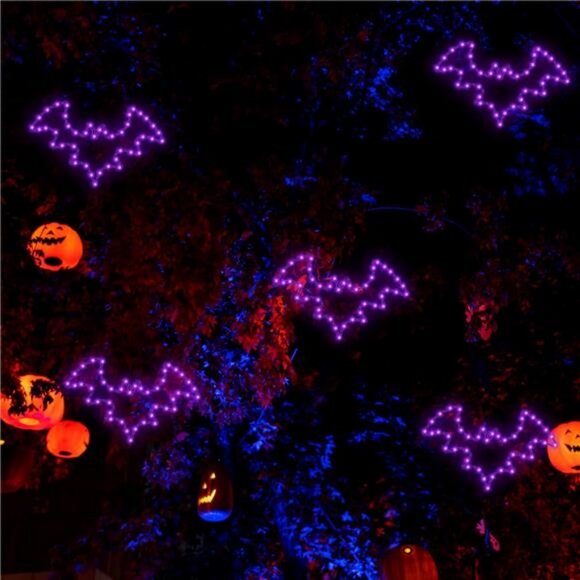 Halloween Decorations, 2 Pack Bat Window Lights, 8 Modes Battery Operated Timer - Picture 7 of 8